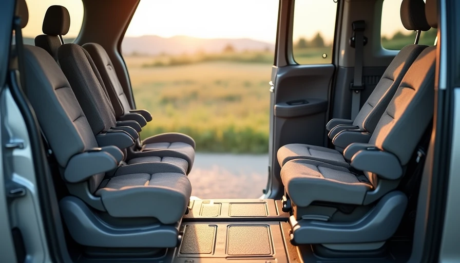 Minivan interior showing easy car seat access, sliding door and flat cargo floor for family use