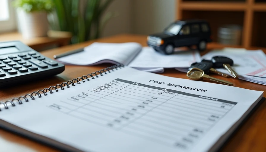 Handwritten cost-per-mile calculations in notebook with receipts and car keys on table, showing real used SUV ownership math