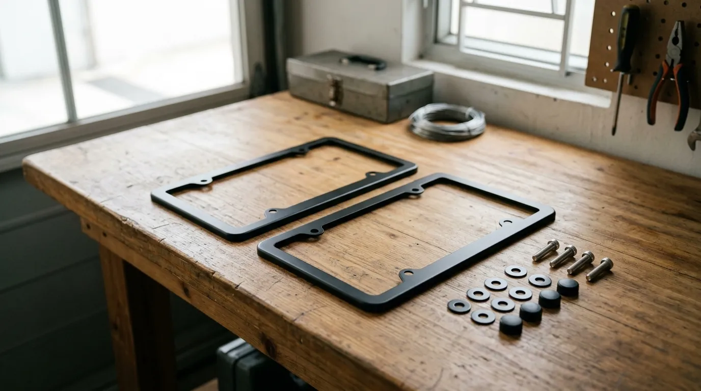 Lengnoyp matte black aluminum license plate frames with hardware kit