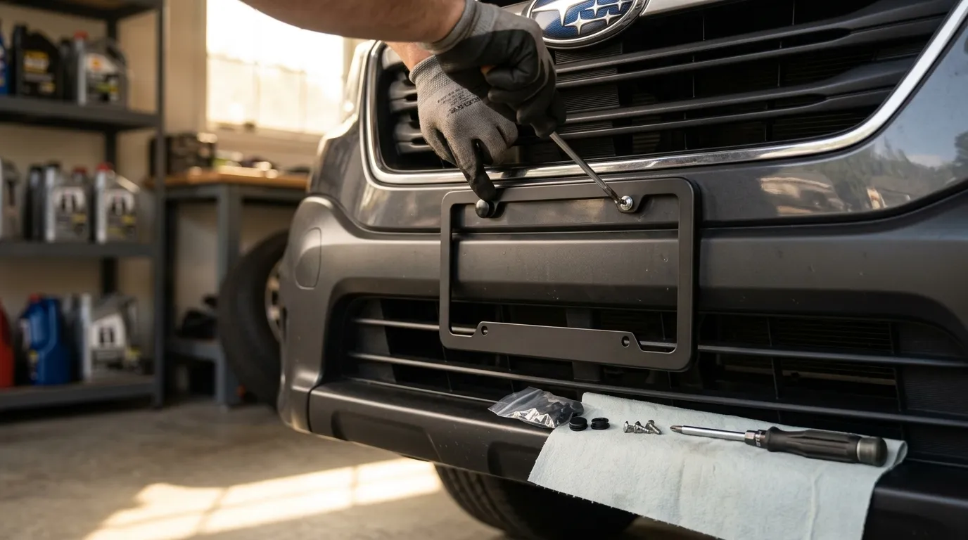 Easy installation of Lengnoyp 2-hole license plate frame with hardware